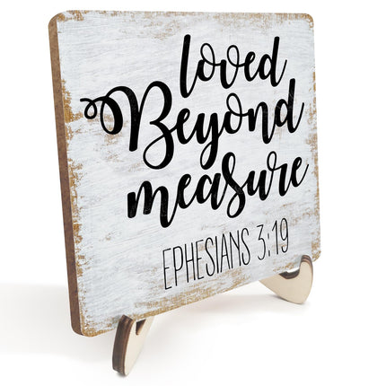 Motivational Sign Rustic Desk Decor Decorative Christian Gifts Religious Bible Verse Faith Decoration for Home Coffee Shop Office Table Shelf Tiered Tray Plaque with Wood Stand
