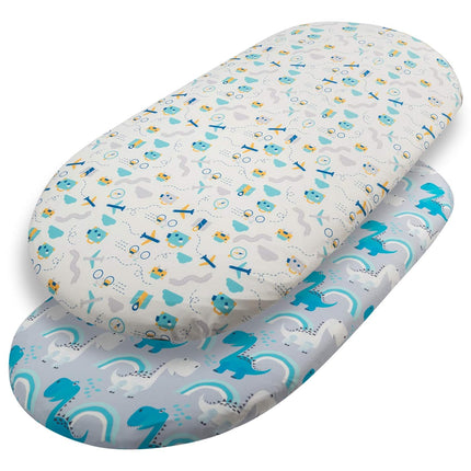 ALVABABY Stretchy Jersey Bassinet Sheet 2 Pack Changing Pad Covers Soft and Light Baby Cradle Mattress for Boys and Girls 2CZE01