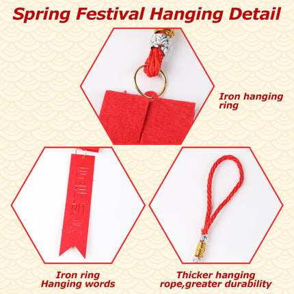 10 Pcs Chinese Lunar New Year Decorations 2026 Chinese Hanging Decoration Spring Festival Lucky Hanging Tree Ornaments for Asian China Lunar New Year Party Wedding Home Decor