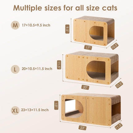 Cardboard Cat Scratcher House, 17-Inch Cat Scratch pad, Brown