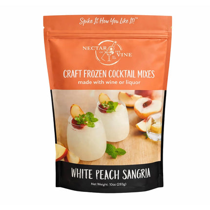 Nectar of the Vine White Peach Sangria Wine Slushy Mix, Just Add Wine, Liquor or Make a Mocktail, Frozen Cocktail Drink Mix, Up to 10 Servings, All-Natural Cane Sugar, Refreshing & Flavorful