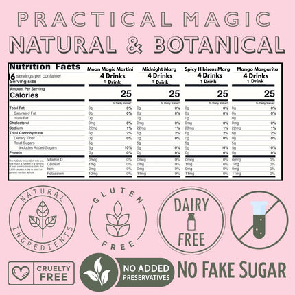 Practical Magic Sparkly Margarita Mixers Variety Pack Cocktail Mix with Edible Glitter for Drinks, Shimmer Luster Dust, Makes 12 Cocktails or Mocktails, Midnight Margarita, Spicy Hibiscus, Mango Margs