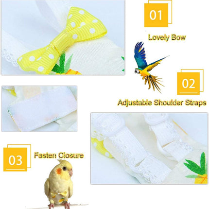 QBLEEV Bird Diaper Cockatiel Clothes Flight Suite, Reusable Parrot Nappy with Waterproof Inner Layer, Cute Pigeon Pants Urine Wet Suit Costume for Conure Macaw African Budgies Sun Parakeet