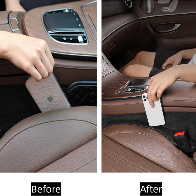 Car Seat Gap Filler 2 Pack - Universal Fit PU Leather Seat Crevice Blockers