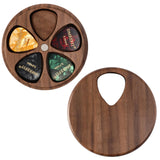 Walnut Wood Guitar Pick Holder with 26 Guitar Picks & Greeting Card
