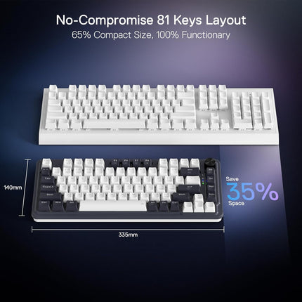 Redragon K673 PRO 75% Wireless Gasket RGB Gaming Keyboard, 3-Modes 81 Keys Compact Mechanical Keyboard Hot-Swap Socket, Dedicated Knob Control and 5-Layer Noise Dampening, Linear Red Switch