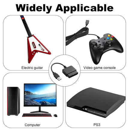 2Pcs PS2 Controller to USB Controller Adapter, Converter Cable Compatible with Sony PlayStation PS1 PS2 Guitar Controller Gamepad to PC/PS3 [video game]