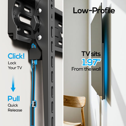 UL Listed Tilting Low Profile TV Wall Mount - Holds Most 26-60 Inch TVs Up to 99 lbs, Quick Release Lock, Max VESA 400x400mm, Fits 8''-16'' Studs - by USX STAR