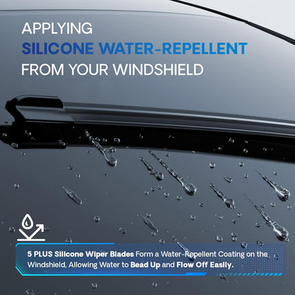 5 PLUS® 15+15 inch Silicone Windshield Wipers Replacement For 2017 2016 2015 2014 2013 2012 2011 2010 2009 2008 2007 JEEP Wrangler, Silicone Windshield Wipers With Water Repellent 15 inch wiper blade