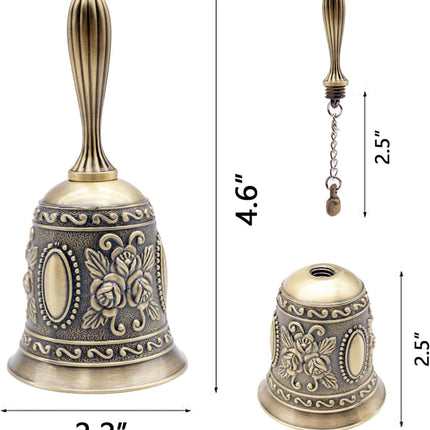 DomeStar Vintage Brass Hand Bell – Loud Call Bell for Bedside, Dinner, Wedding, Christmas & Holiday Party