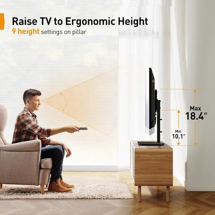 Perlegear Tabletop TV Stand, Universal TV Stand for 23–60 Inch LCD/LED/OLED TVs, Height-Adjustable TV Mount Stand with Tempered Glass Base & Cable Management, VESA 400x400mm, PGTVS02 ﻿
