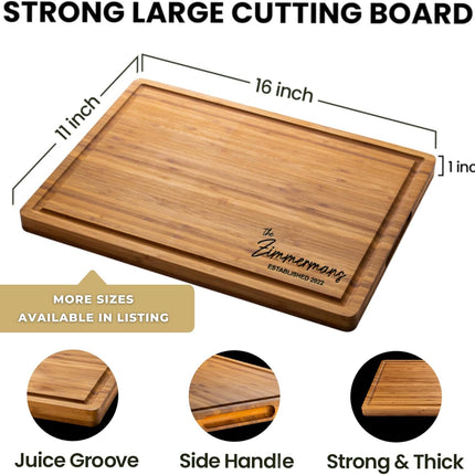 Personalized Cutting Board, Custom Bamboo Engraved Charcuterie Boards - Best Present for Wedding, Bridal Shower, Engagement, Anniversary, Housewarming, Gift Idea for Couples Bride, Parent, Family