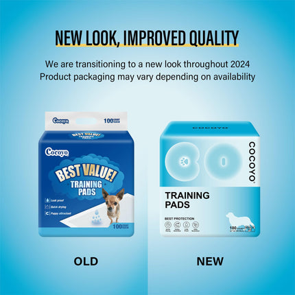 Training Pads, 22" x 22", 100 Count, White & Blue Puppy Pads
