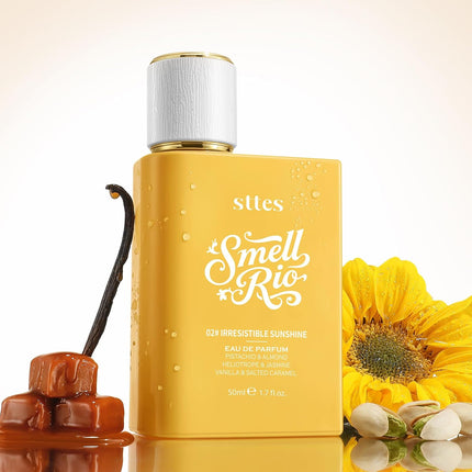 Sttes Smell Rio 02 Irresistible Sunshine Eau de Parfum, 50ml / 1.7 fl oz Perfume for Women, Gourmand Floral Scent with Pistachio, Almond, Heliotrope, Jasmine, Vanilla, Salted Caramel & Sandalwood