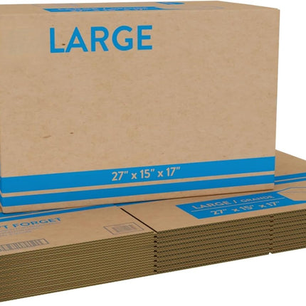 Large Moving Boxes (10 Pack) - 27x15x17 Inches Heavy Duty Packing & Shipping Boxes for Moving, Storage | Medium to Large Items, Clothes, Decorations | Easy Assemble Cardboard Box | 32 ECT Kraft Brown