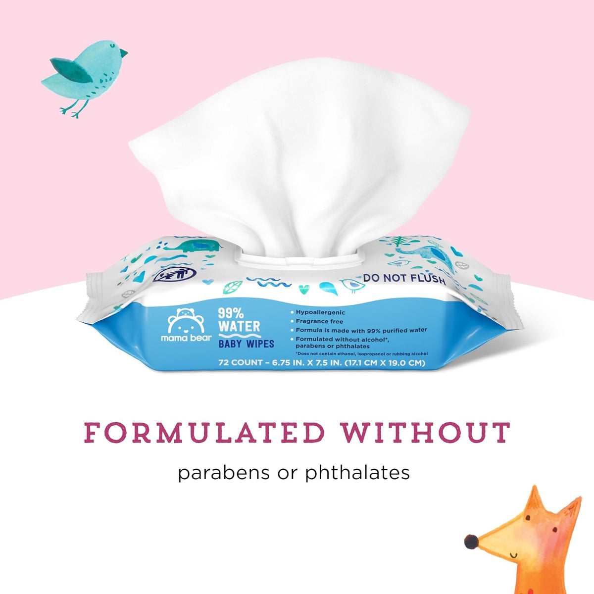 99% Water Baby Wipes, Fragrance Free, 72 Count, Pack of 6 - photo 3