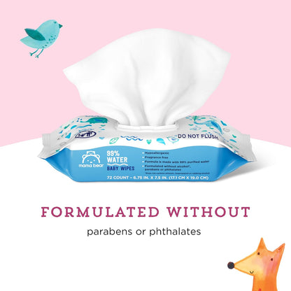 99% Water Baby Wipes, Fragrance Free, 72 Count, Pack of 6 - photo 3