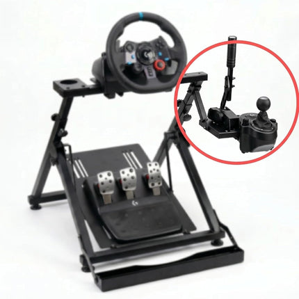 LGIB Gear Shifter & Handbrake Bracket for Racing Wheel Stand - Upgraded Add Handbrake Position, Dual-Side Adjustable Compatible with Most Gaming Simulators