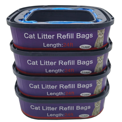 Paquete de 4 bolsas y cartuchos de repuesto para arena de gato compatibles con cubetas Genie Cat Standard, Plus y XL, control de olores