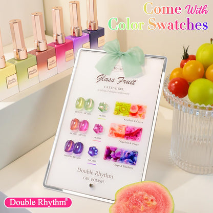 Glass Rose Pink Green Cat Eye Gel Nail Polish Set, 6 Pack - photo 2