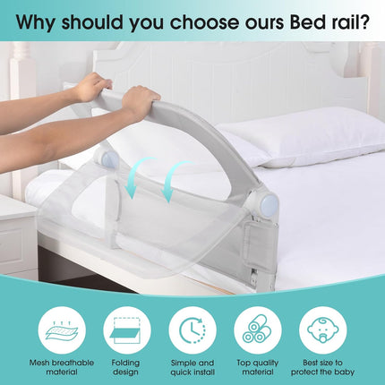 NUTIKAS Baby Bed Rail Guard for Toddlers - 35.1" Toddler Bed Side Rails for Crib, Twin, Full, Queen Bunk Size Bed Swing Down Bedrail Extral Tall Child Safety Side Railing Guards for Kids