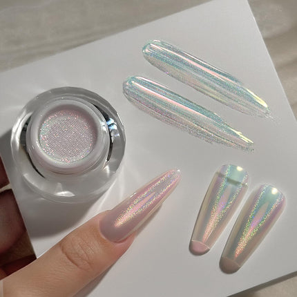 Yokefellow GleamTap Cushion Holographic Aurora Chrome Nail Powder -Holo Nail Art Glitter Decoration Manicure Pigment for Nail Salon(GT311 Pinkstar Prism/Blue Pink with Pink Sheen and Holo Aura)