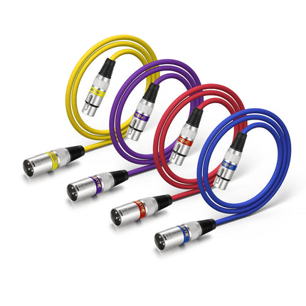 XLR Cable 15ft 4 Pack - 3 Pin Balanced Male to Female Mic Cable