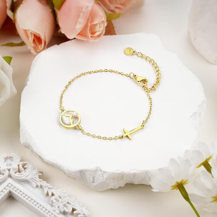 Sereney Mustard Seed Bracelet, Mustard Seed Jewelry Baptism Confirmation Bracelet for Teen Girls as Baptism Gifts for Girl Women,Gold Cross Christian Faith Bracelet as Religious 1st Communion Gifts