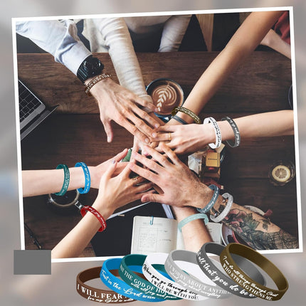 48 Pcs Bible Verse Christian Bracelets Silicone,Classic Color