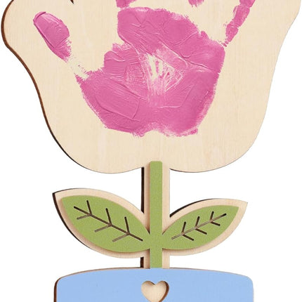 HYPERI DIY Mothers Day Crafts for Kids Handprint Art, Handprints Wooden Rose Flower Bouquet, Mothers Day Gifts for Mom from Kids, for Grandma from Grandkids, Mothers Day Keepsake Craft (Pot)