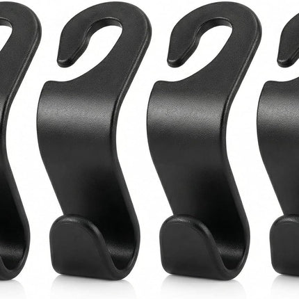 4 Pack Car Seat Headrest Hooks - Universal Back Seat Hanger for Purses, Grocery Bags, and Handbags - Stylish Black Car Organizer Hooks for Interior Storage, Easy Installation, Fits Most Vehicles