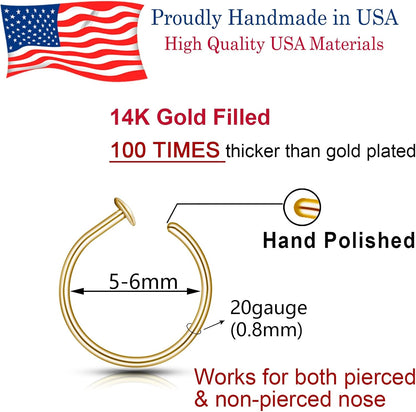 Small Thin Gold Nose Ring Hoop for Women, 14k Gold Filled or 925 Sterling Silver - 20G/22G/24G - photo 3