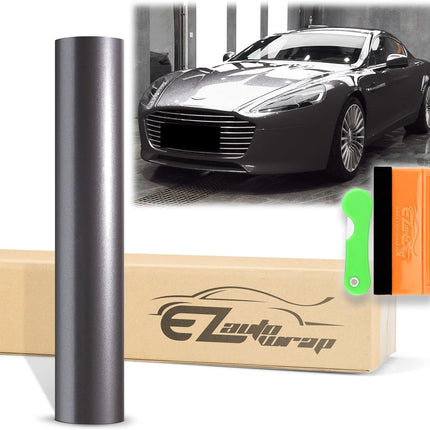 12"X60" (1FTx5FT) Gunmetal Gray Premium Super Gloss Metallic Glossy Sticker Decal DIY Car Auto Vehicle Vinyl Wrap Air Release Bubble Free Self Adhesive Peel and Stick Free Tool Kit