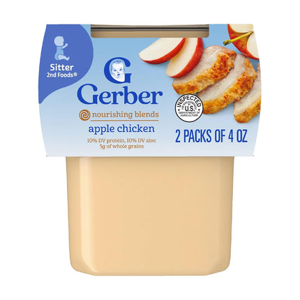 Gerber Stage 2 Baby Food, Apple Chicken Puree Tub, Baby Puree