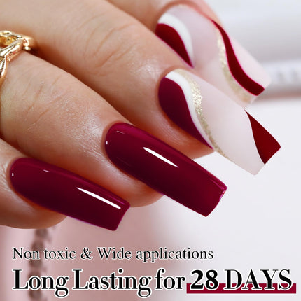 15ML Gel Nail Polish Pure Sheer Same Color Same Bottle Soak Off Gel Polish Art Manicure Salon DIY at Home for Women (Burgundy-A1129)