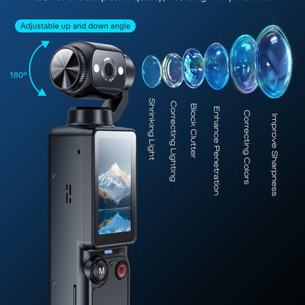 W & O Vlogging Camera with 180° Rotating Lens, Pocket Body Camera with Audio & Video Recording,7-Hour Battery, Handheld POV Cameras with 32GB Card, Easy One-Button Recording for Travel,Daily Life