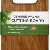 Walnut Wood Cutting Board with Built-In Handle – Premium U.S.A. Made Hardwood, Multiple Sizes – Thick Dark Walnut Chopping Block for Kitchen Prep & Serving (Small)