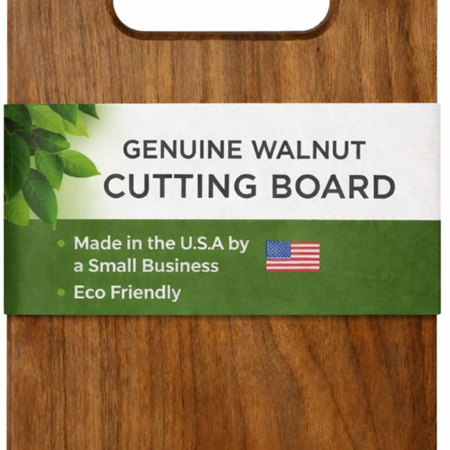 Walnut Wood Cutting Board with Built-In Handle – Premium U.S.A. Made Hardwood, Multiple Sizes – Thick Dark Walnut