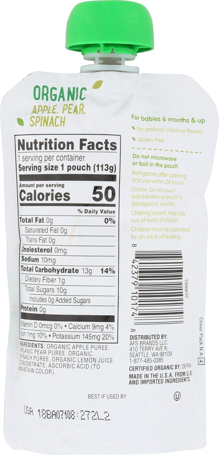 Organic Stage 2 Baby Food, Apple Spinach Blueberry Kale, 4 oz, Pack of 12 - photo 2