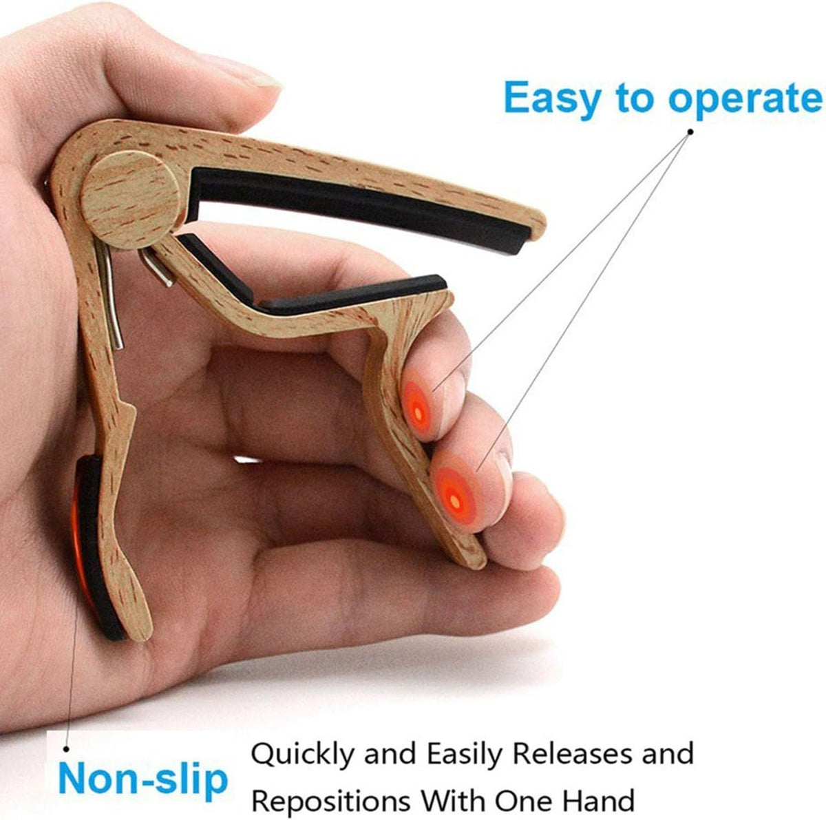 Guitar Capo for Acoustic and Electric Guitar with 5 Picks, Burlywood - photo 3