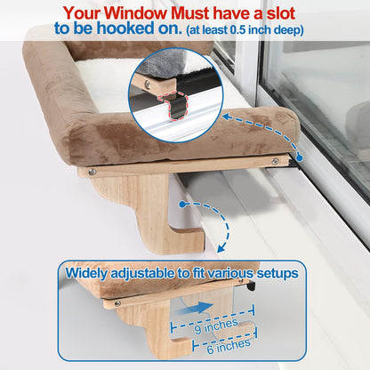 Cat Perch for Window Sill with Bolster - Orthopedic Hammock Design with Premium Hardwood & Robust Metal - photo 5