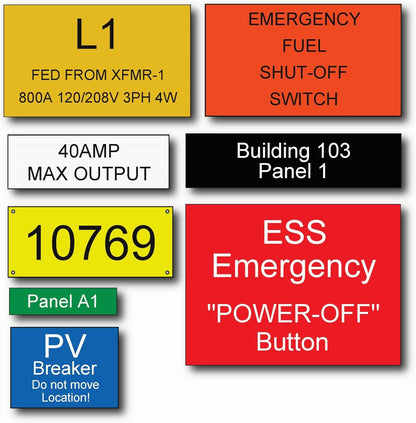 Engraved Electrical Panel Labels and Plastic Tags