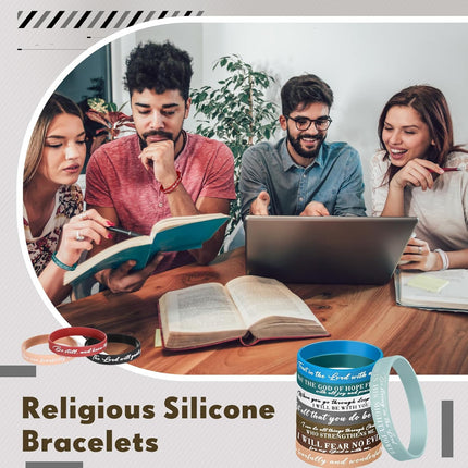48 Pcs Bible Verse Christian Bracelets Silicone,Classic Color