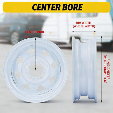 2PCS 4.80-8 480-8 4.80 x 8 with 4 Lug Trailer Tire, Max Load 760 LBS 90PSI, Center Bore 2.85", 2 Pack 4.80 8 Tires with 4 Lug on 4 inch, Muti Function Lawn Mower & Tractor Turf & Boat Tire