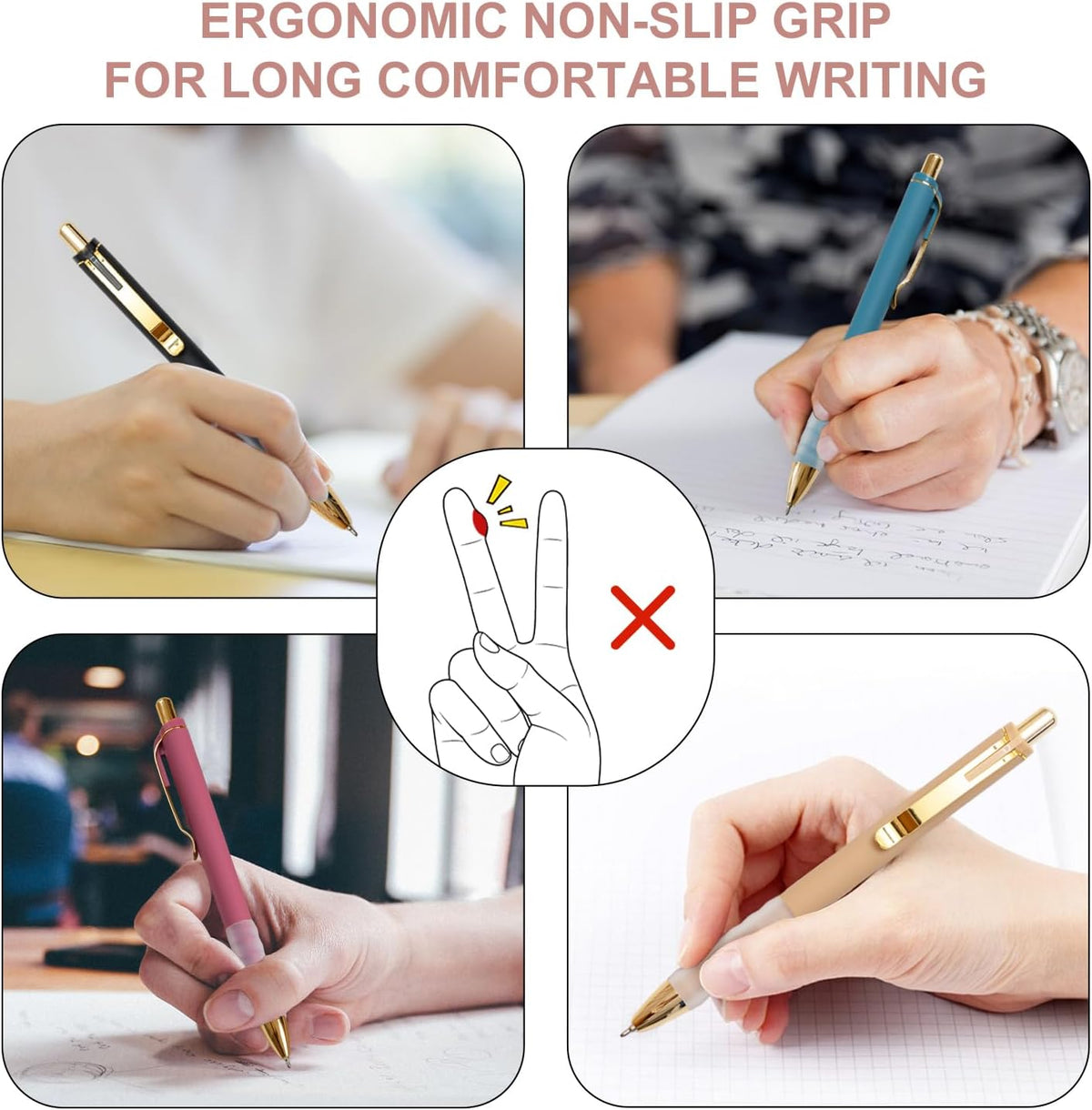 Black Medium Point 1mm Retractable Ballpoint Pens with Super Soft Grip, Gold, 12 pcs - photo 3