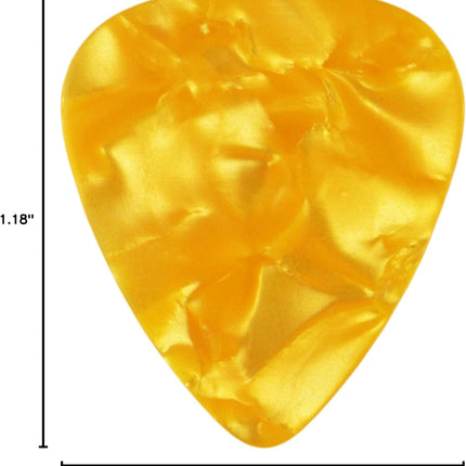 Celluloid Yellow Pearl Guitar Or Bass Pick - 0.71 mm Medium Gauge - 351 Shape - 12 Pack