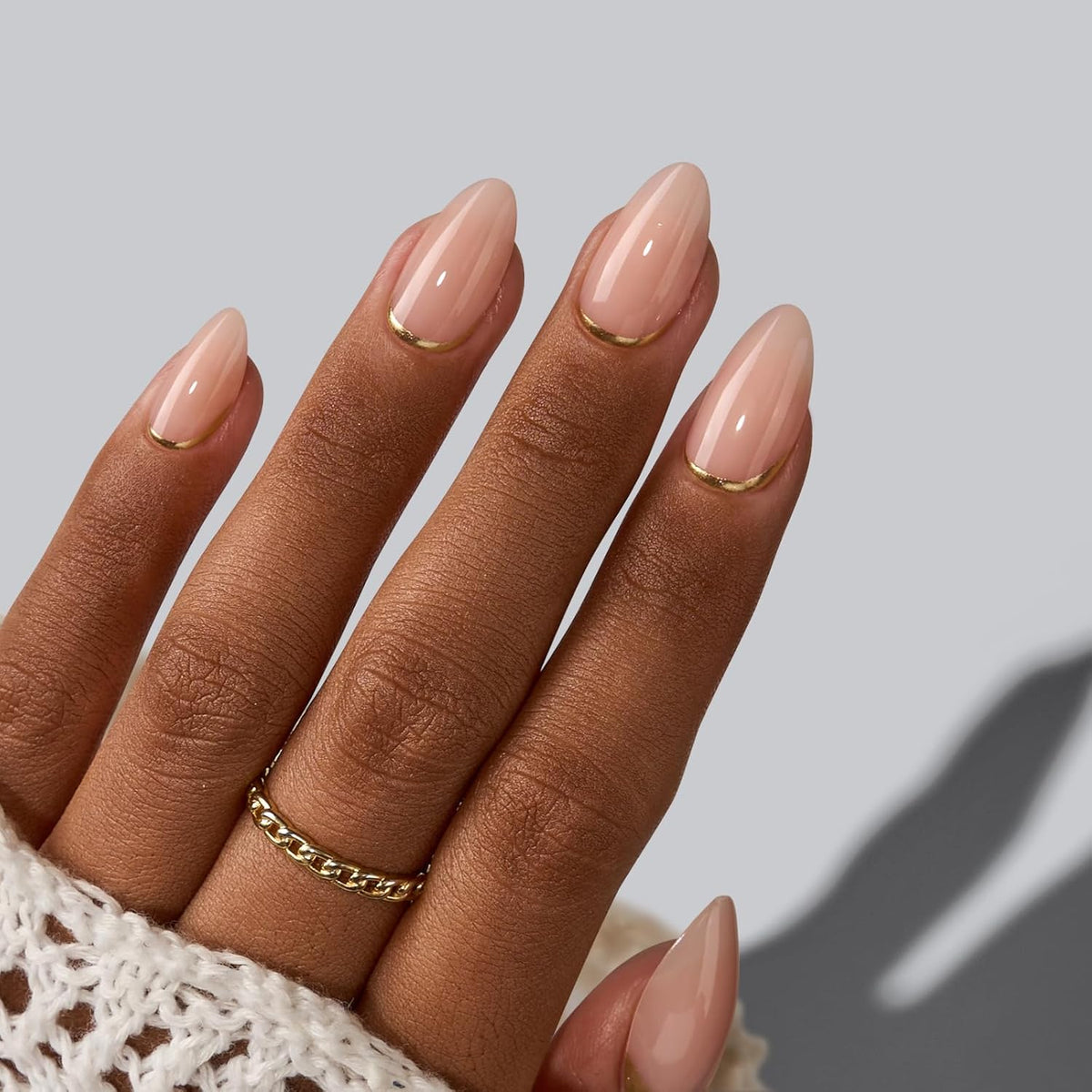 Short Almond Gold Foil Press On Nails Kit - photo 4