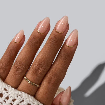 Short Almond Gold Foil Press On Nails Kit - photo 4