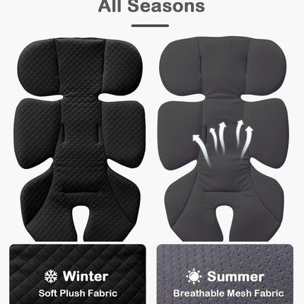Infant Car Seat Insert Adjustable Head Support for Preemie Newborn Toddler, Reversible Baby Head Body Support Cushion for Carseats and Strollers Side Impact Protection - Black