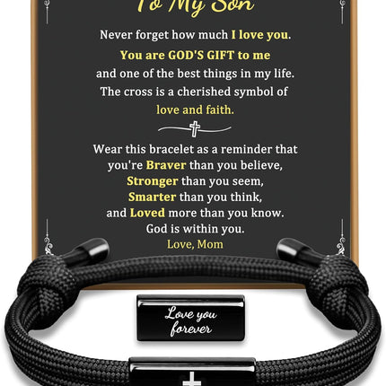 Mens Cross Bracelet as Easter Basket Stuffers for Teens, Soccer Baseball Joshua 1 9 Cross Bracelet Basketball Philippians 4:13 Accessories as Boys Easter Gifts for Sons Baptism Confirmation